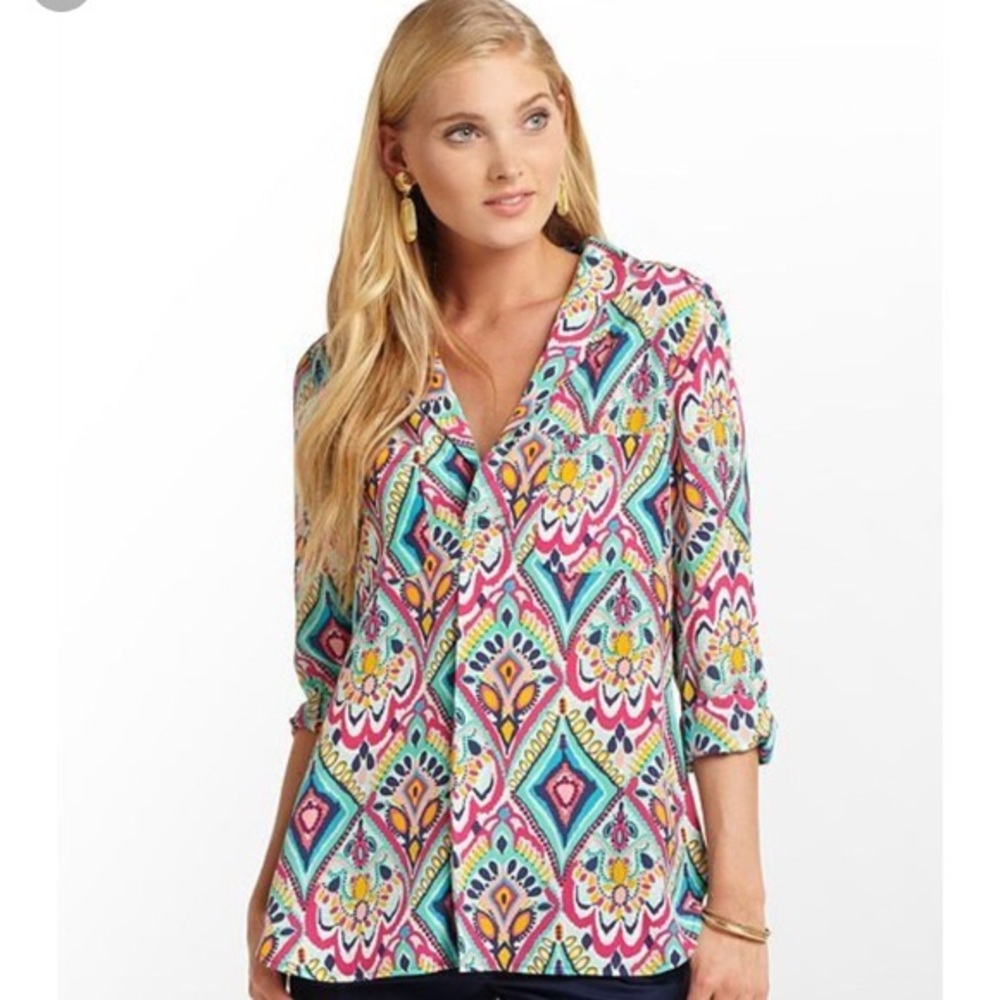 Lilly Pulitzer Crown Jewels silk blouse